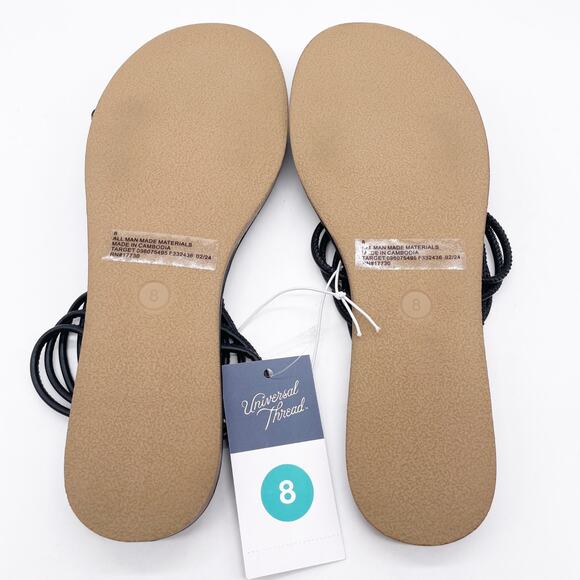Universal Thread Women's Aura Two Band Slide Sandals Black Size 8 - Picture 5 of 6